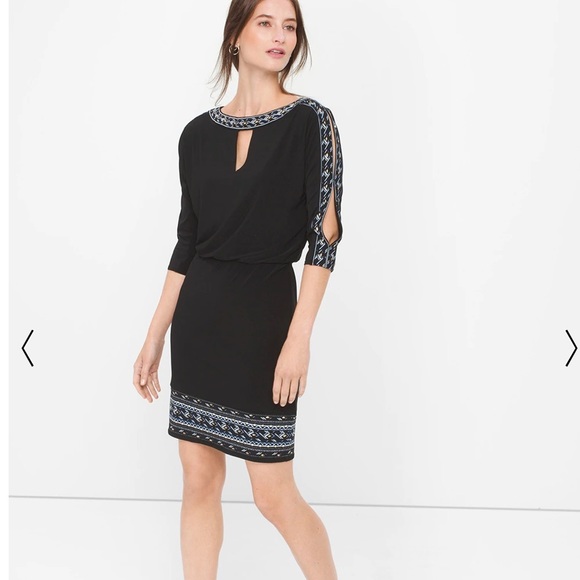 WHBM Blouson Dress with Peek-a-boo Sleeves XS - Picture 4 of 13